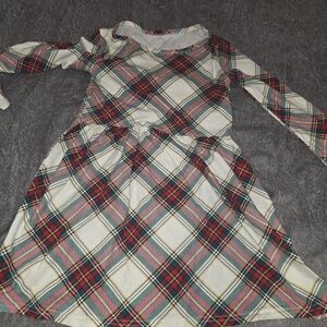 Girls Plaid Dress with Red, Green, and Cream